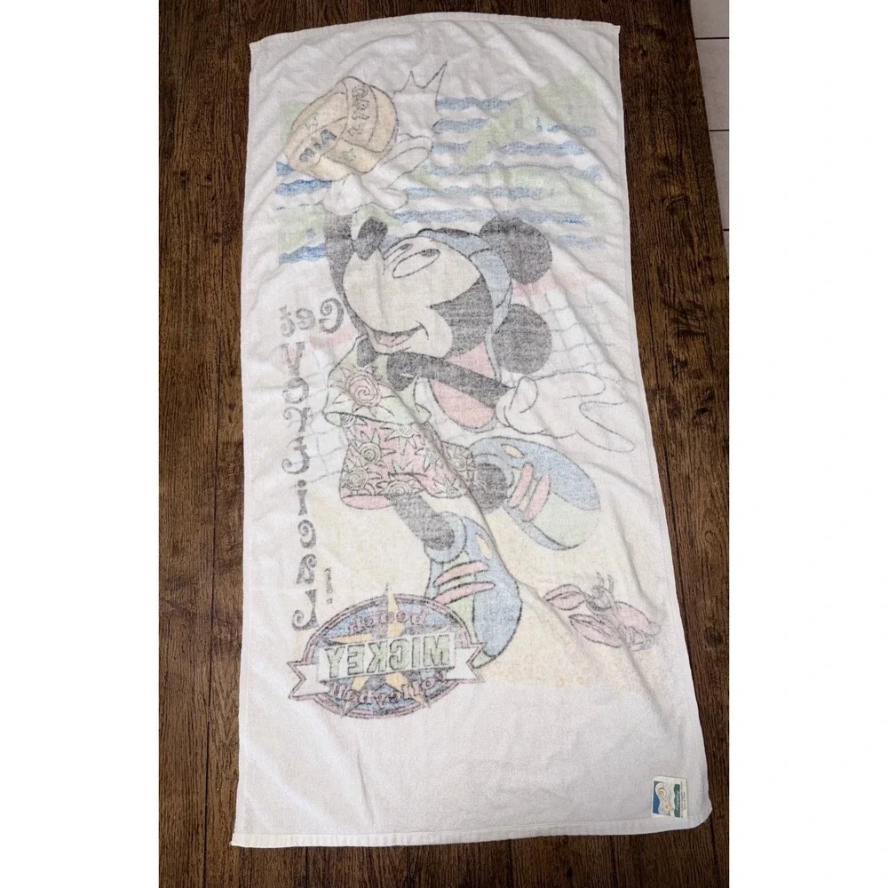 Vintage Disney Mickey Mouse Franco Get Vertical Volleyball Cotton Beach Towel